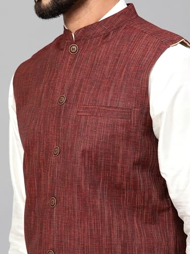Image of LATEST CHIKAN Men's Traditional Cotton Solid Nehru Jacket /Waistcoat