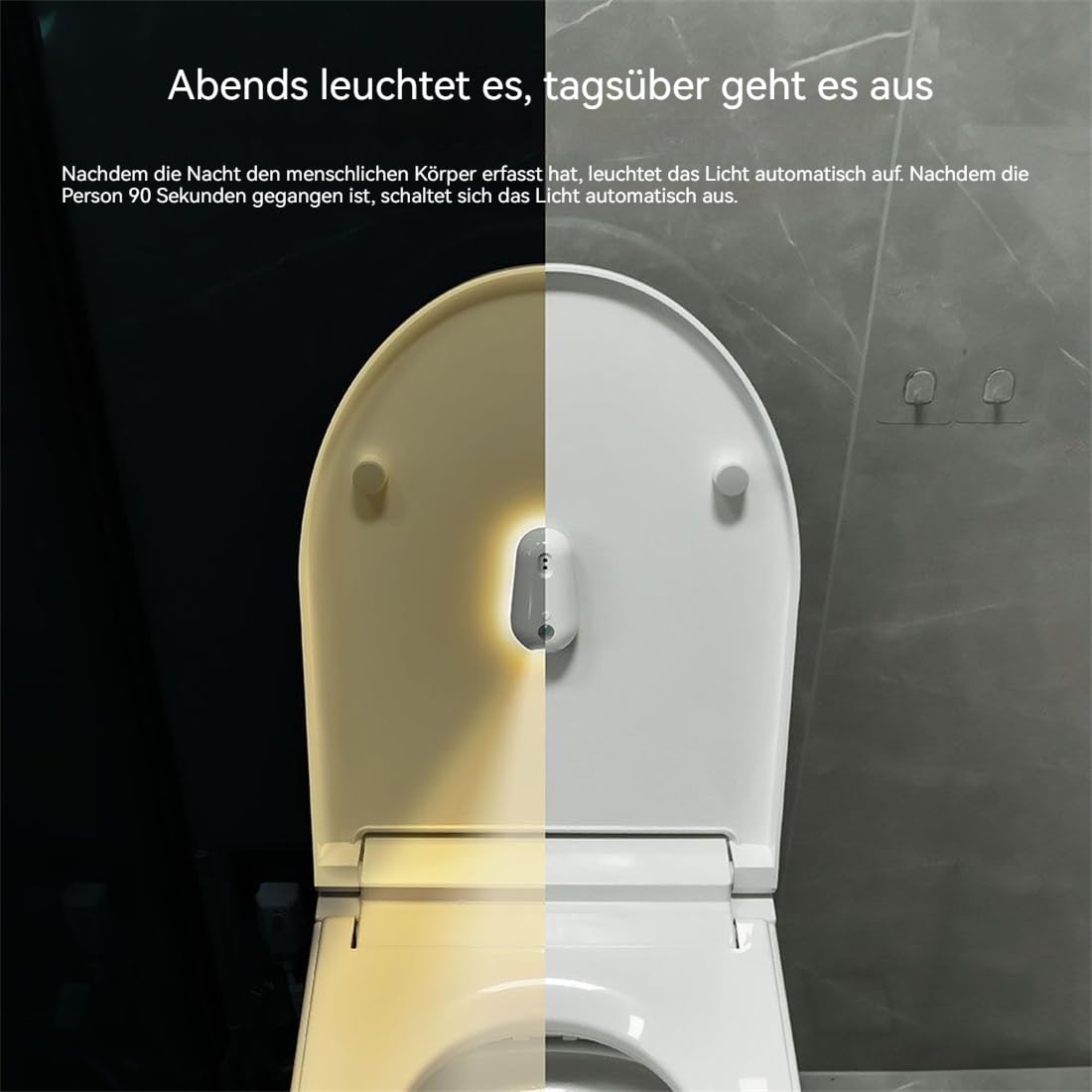 MEIION UV-C WC-Desinfektionslicht mit Nachtlicht & Bewegungssensor – Automatische Toiletten-Sterilisation, antibakteriell, energiesparend, hygienisch, für Badezimmer & Gäste-WC 1 Stück
