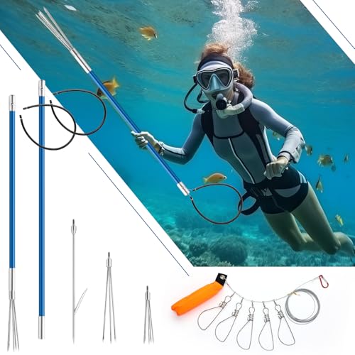 image for Lasnten 14 Pcs Hawaiian Sling Fishing Spear Set Fiberglass Pole Spear 