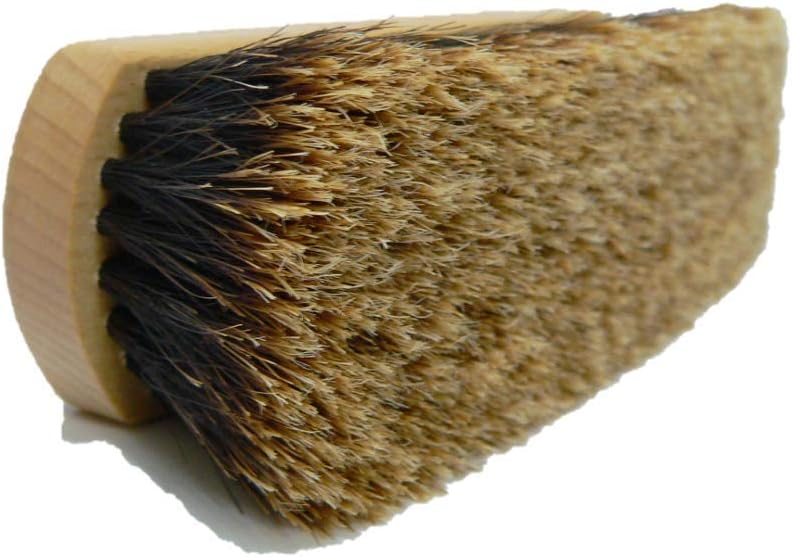 Valentino Garemi Long-Bristle Horsehair Shoe Shine Brush – Premium Buffing Brush for Leather Shoes & Boots – Hard Wood Handle with Sloted Bristles – Made in Germany