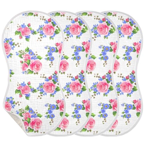 xigua Roses and Flowers Baby Burp Cloths for Newborn Boys and Girls 2 Pack, Soft & Absorbent Cotton Baby Burp Cloth, Baby Washcloths, Newborn Towel, Burp Rags3