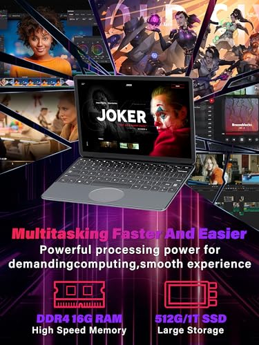 Image of 11 inch Gray 2-in-1 Convertible Touchscreen Laptop, FHD (1920x1200) IPS Display, in tel N100 Processor, 16G RAM 1T SSD, Facial Recognition, Backlit KB, USB-C,Win 11 Pro for Students & Travel