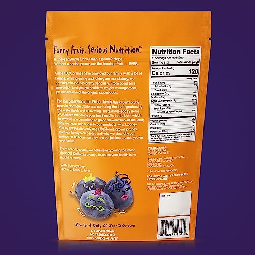 Image of Looney Pruney Pitted Dried Prunes for the Family, Always California-Grown, Kosher, No Added Sugar & No Preservatives (40 oz) (Pack of 12)
