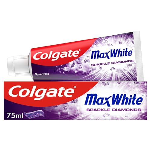 Colgate Max White Sparkle Diamonds Toothpaste 75ml Freshness Powered by UltraFreeze 10x Longer-Lasting Shines Enamel Surface for Whiter Teeth Instant Freshness