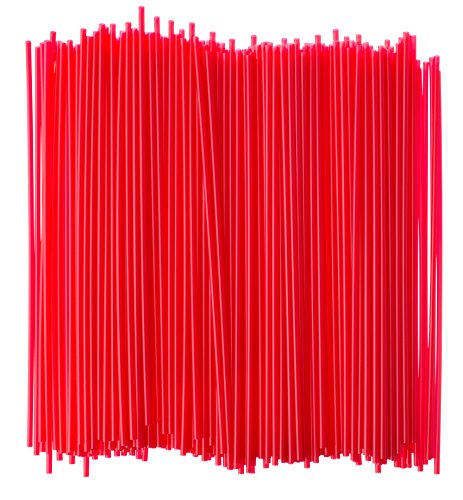 Crystalware, Large Plastic Stir Straw, Sip Stirrer, For Coffee and Cocktail, 8 Inches Long, 500/Box, (Red)