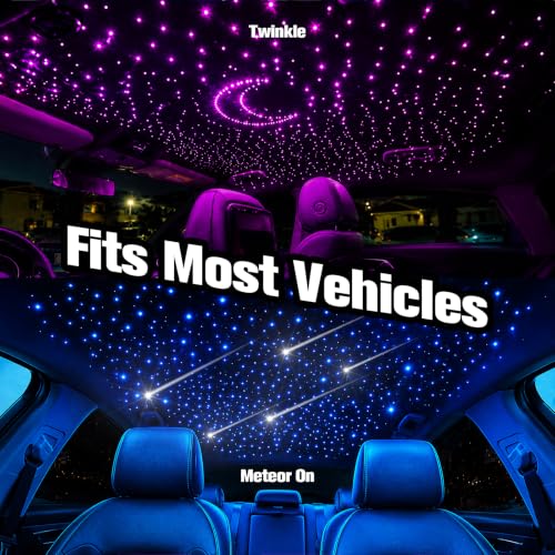 Image of CHINLY 2-in-1 460pcs Meteor Twinkle Starlight Headliner Kit 9.8ft (0.03+0.04+0.06in) RGBW Starlights+96pcs Shooting Stars, APP+Remote Control Star Headliner Kit, Car Star Lights for Car Roof