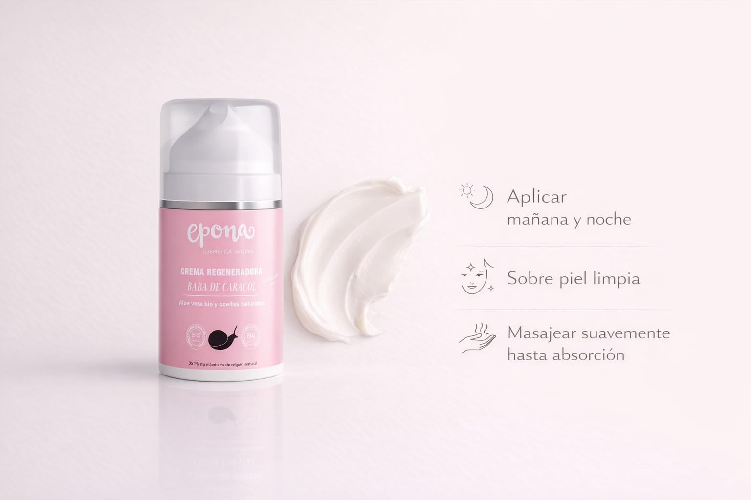 EPONA Crema Regeneradora BIO Baba de Caracol con Aloe Vera y Aceites Naturales – Hidratación y Luminosidad – Cosmética Natural Certificada – 50 ml