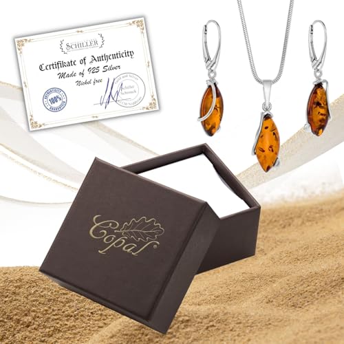Conjunto de joyas Copal para mujer con colgante ajustable de ámbar y plata 2
