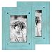 TNELTUEB 2 Pack Turquoise Blue Distressed Wood Frame - Rustic Shabby Chic Frame - Ready to Hang - Ready to Stand - with Self-Stand Easel (Display 4 x 6 inch)