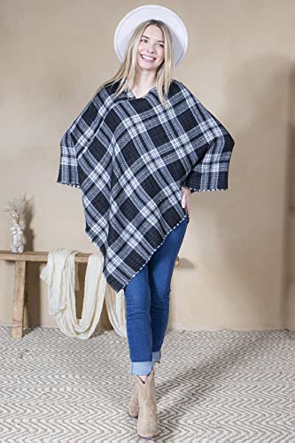 Blanket Shawl Wrap Mommy and Me Matching Cape - Boho Open Front Winter Poncho Buffalo Plaid Warm Cardigan2