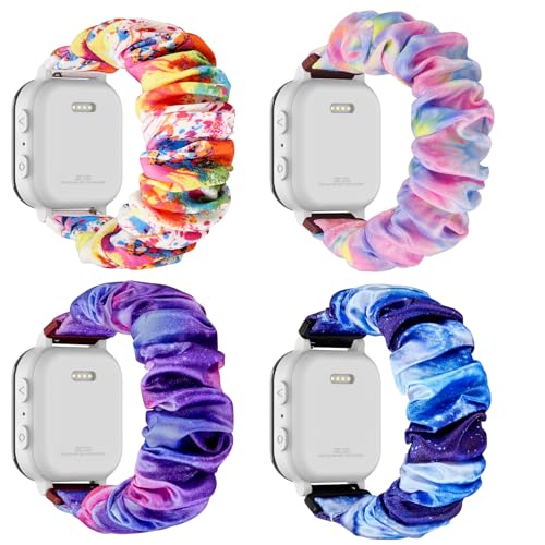 Butifacion 4 Pack Scrunchie Kids Bands Compatible with Gizmo Watch 3 2 1/Gabb Watch 3e 3 2 1/Sync UP/Cosmo Jr Track Watch 20mm Stretchy Solo Loop Cute Band for Boys & Girls