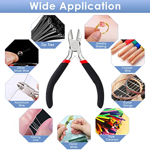 Image of Wire Cutters, Small Side Cutters for Crafts, Flush Cutting Pliers for Jewelry Making, Floral Wire Cutters for Artificial Flowers, Zip Tie Cutters for Cable Tie, Wire Cutting Tool for Guitar Strings