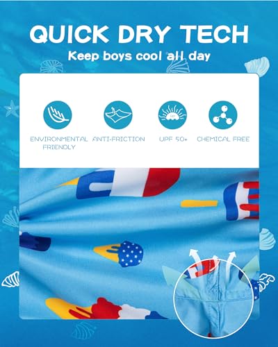 Image of SURF CUZ Boys Swim Trunks Toddler Swim Shorts UPF 50+ Bathing Suit for Boy Swimsuit Quick Dry Mesh Beach Boardshorts Swimwear