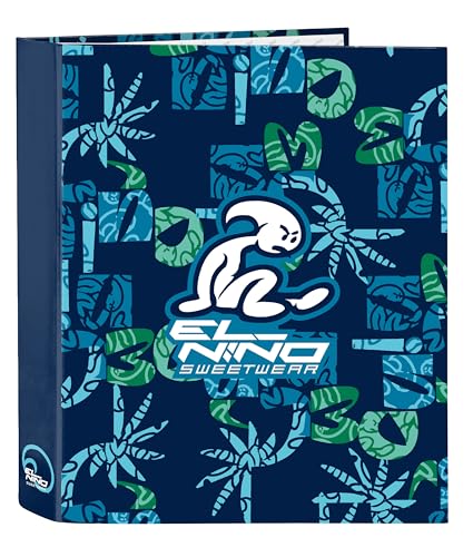 Safta El Niño GLASSY Ringordner mit 4 Ringen, ideal für Kinder verschiedener Altersgruppen, bequem und vielseitig, Qualität und Widerstandsfähigkeit, 27 x 6 x 33 cm, Marineblau