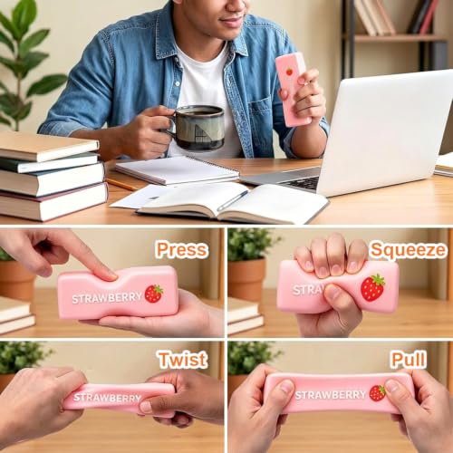 Image of PATPAT Pink Strawberry Butter Squishy Toys, Realistic Butter Stick