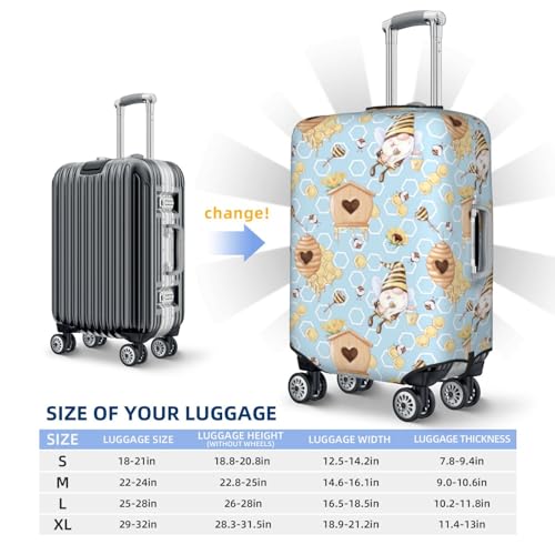 Travel Luggage Cover - Cute Gnome Bee Collects Honey Washable Suitcase Covers Protector Fits 18-32 Inch Luggage4