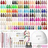 PEACECOLOR 83PCS Kit Vernis Semi Permanent, 55 Couleurs Kit Ongle Gel UV Complet avec Lamp...