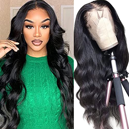 Image of Srakuw 26 Inch 13X4 Lace Front Wig Human Hair Pre Plucked Body Wave Brazilian Human Hair Wig for Black Women 180% Density HD Lace Frontal Wig