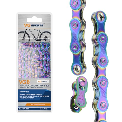 VG SPORTS 6-11 Speed Bicycle Chain, Rainbow, 116 Links
