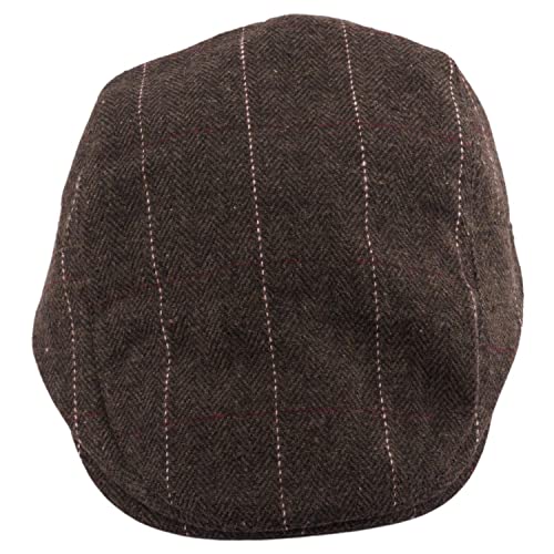 Image of The Tie Hub Wool Flat Cap for Men & Women | Adjustable Vintage Newsboy Gatsby Hat for Casual, Travel, Outdoor | Free Size Herringbone Ivy Style Cap