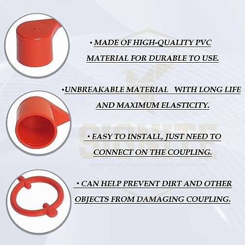 Image of 2 Sets, 3 /8 Skid Steer Bobcat Hydraulic Cap Flat Face Air Coupler Cover Male Female Dust Caps and Plug,Fits ISO 16028 Hydraulic Quick Disconnects with Hose (Red)