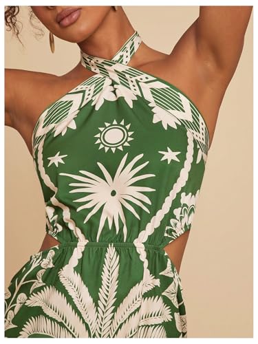 Image of MakeMeChic Women's Boho Mini Dress Summer Beach Vacation Halter Dresses Floral Sundress