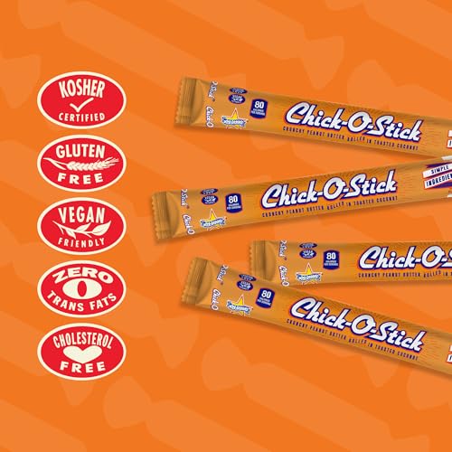 Chick O Stick Candy Bars | 8 Pack | Crunchy Peanut Butter Rolled In Toast Coconut | Peanut Butter Candy | .7 oz Bars | Pack of 8 Bars