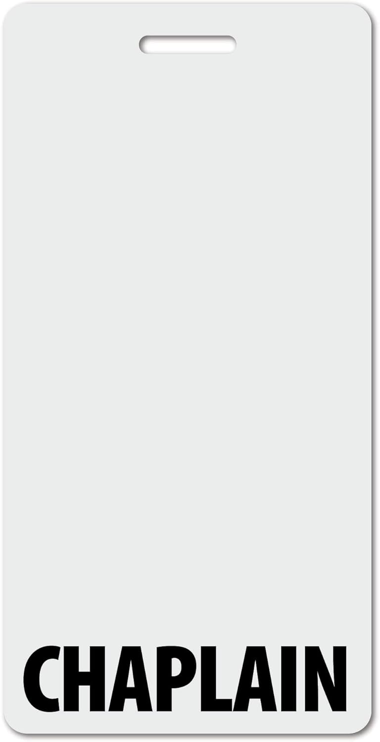 Chaplain Heavy Duty Vertical Black (20 Pack) - Spill & Tear Proof Cards - 2 Sided USA Printed Quick Role Identifier ID Tag Backer by BadgeZoo