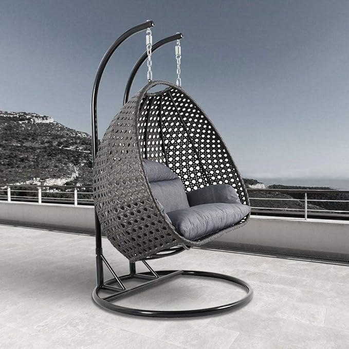 Image of Garden Iron Outdoor /Indoor Swing /Jhoola /hammocks Brown Stand, Standard, Black (Stand Only) (Brwon Double)