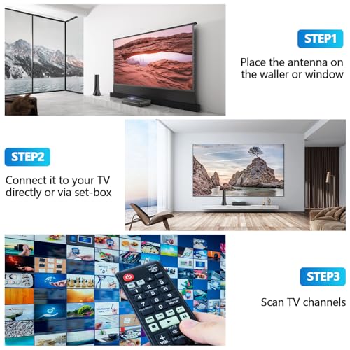 Indoor Tv Aerial, Smart Tv Ariels Indoor With 560+ Miles Range Smart Aerials With Amplifier Signal Booster, Supports 4K 1080P Hd Local Channels With 18Ft Aerial Cable（Black） - 4