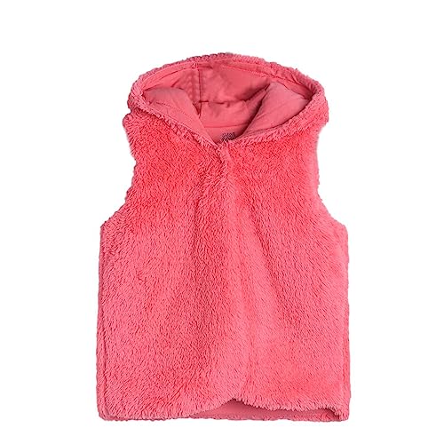 Image of miniklub Baby Hooded Sleeveless Knitted Cotton Shrug (Coral Color)