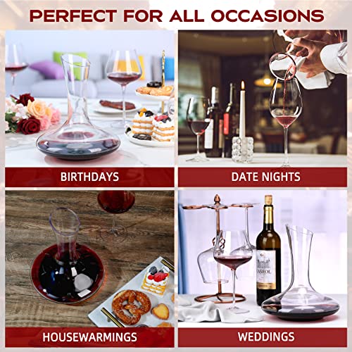 Roraem Decanter - Wine Decanter For Red Wine Carafe With 900Pcs Cleaning Beads Hand Blown Crystal Wine Aerator Set Pourer Carafe Modern Decanter Wine Gifts - 60Oz #TOP4
