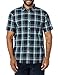Amazon Essentials Men's Slim-Fit Short-Sleeve Poplin Shirt, Navy Green Plaid, Large