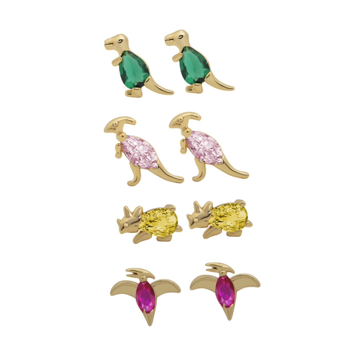 Pendientes de dinosaurio en cobre con circonitas brillantes 8