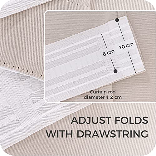 MRTREES Beige Pencil Pleat Blackout Curtains 54 Inch Drop - Image 3