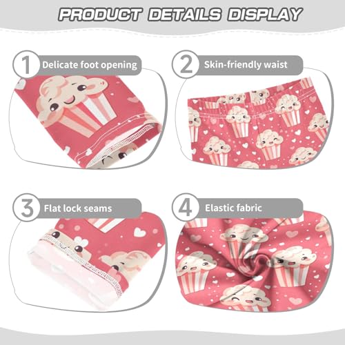 Girls Leggings Popcorn Box Heart Pink Soft Toddler Leggings for Girls Kids Pants Size 4T-10T3