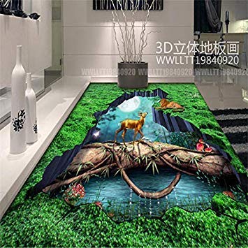 GlobalNiche Papel de Parede Kindergarten Floor Painting Bedroom Wallpaper Mural Fairy Tale Forest Animal Kingdom 3D Flooring Color 2 Dimensions 1m2
