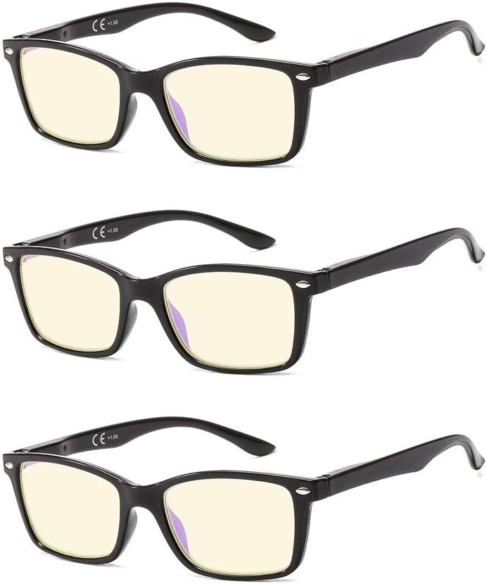 SUERTREE 3 Pack 90 AntiBlue Computer Reading Glasses, Blue Light