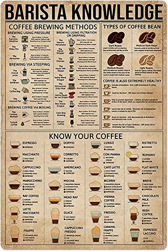 Maikeway Barista Knowledge Metal Tin Sign �r���e�[�W �R�[�q�[�����`���[�g�|�X�^�[ �L�b�`�� �J�t�F ���X�g���� �N���u �z�[�� �Ǒ��� ����z 12x16�C���`