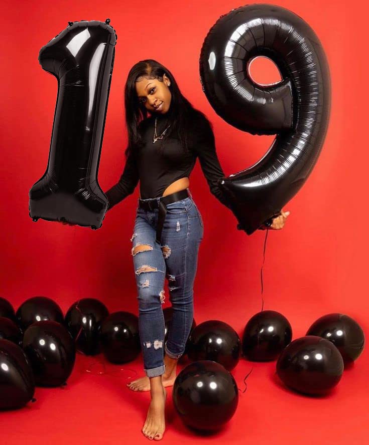 Image of 1 Balloon Numbers Birthday Decorations, 40In Black Balloons for Men Women | Eye-catching Appearance, Perfect Decorative Centerpieces, Convenient Self-sealing Structure, Widely for Various Occasions