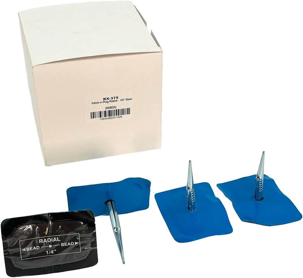 KEX KX-375 Patch-N-Plug Reinforced Vulcanizing Patches for 6mm Radial Tire Repair, 25 Units