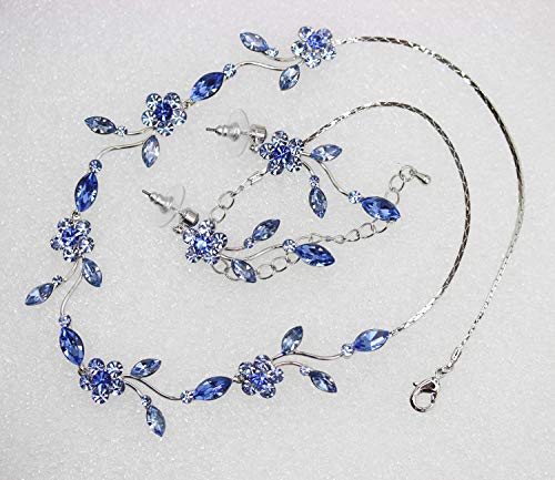Image of Faship Gorgeous Rhinestone Crystal Floral Necklace Earrings Set