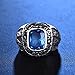 MASOP High School Male Stainless Steel Rings with Blue Crystal Fashion Jewelry Rings Size 12