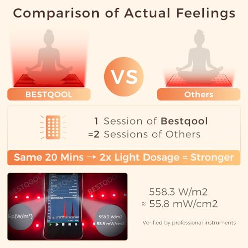 bestqool red light therapy mat infrared red light therapy 3834 x 2334 large pads 400 leds dual chip 660nm amp 850nm red light therapy for body muscle recovery energy pain relief skin health 63w