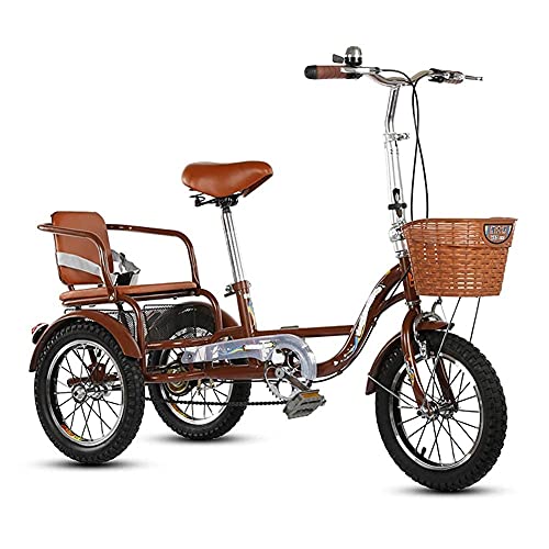 Triciclo para adultos de 3 ruedas, 14 pulgadas, tipo cruiser, con guardabarros delanteros y traseros, asiento trasero y canasto de carga trasero miniatura 1