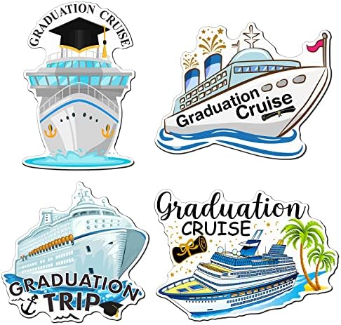 4 Pcs Cruise Door Decorations Magnetic Graduation Cruise Door Magnets Decorations Large 2023 Congrats Grad Magnets Graduation Hat Magnets for Carnival Cruise Car Fridge Decor