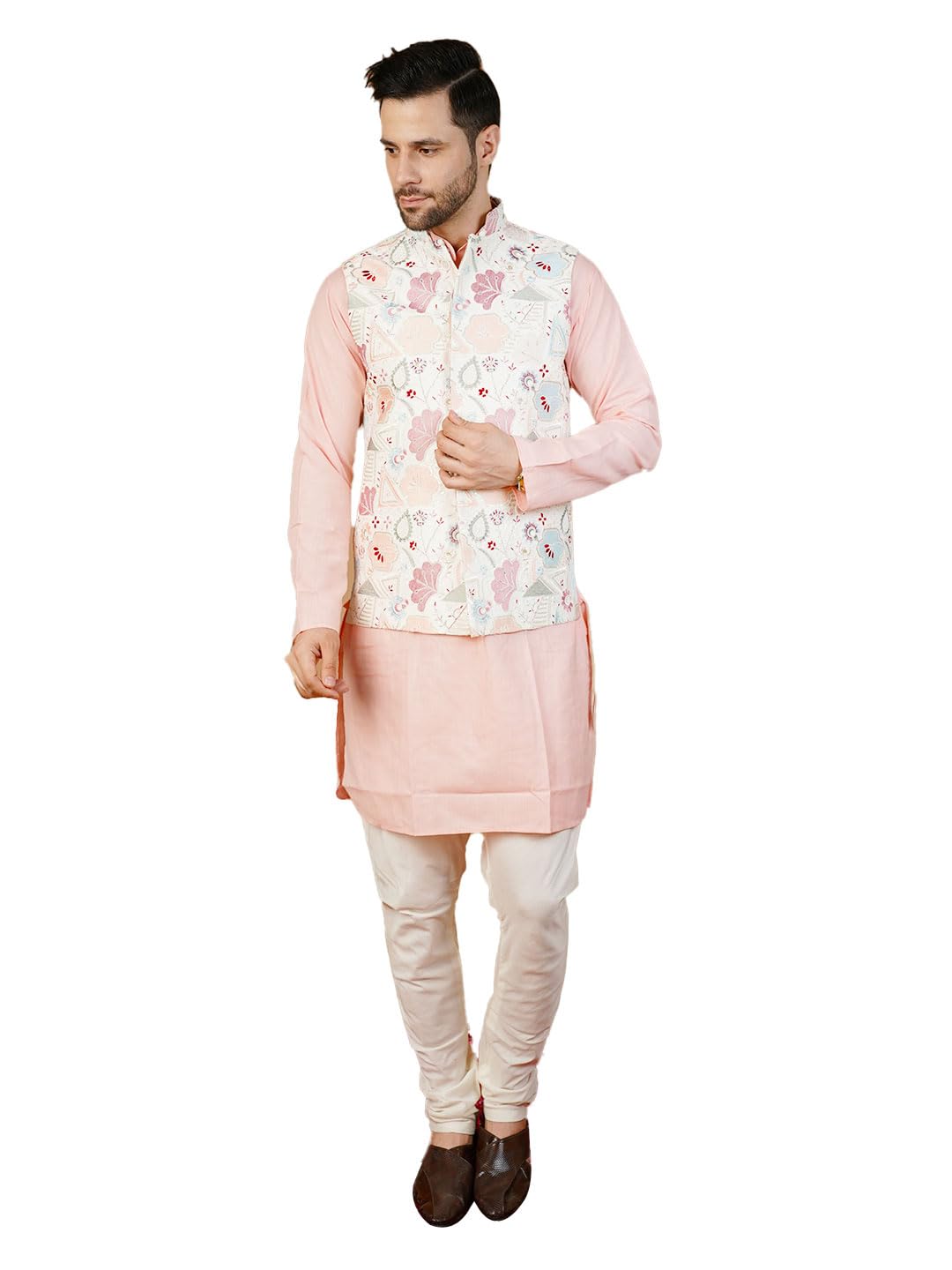 wintage Men's Rayon Emrbroidery White Waistcoat : 44-picture-19