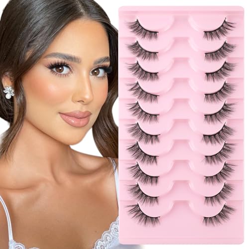 Sixstarhair Pestañas Postizas Naturales 10 Pares Wispy Corner Lashes Pestañas Postizas Reutilizables 3/4 Half Lashes Cat Eye Lashes
