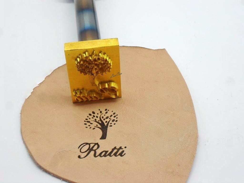 Timbro clichè per marcatura a caldo su pelle, cuoio legno (Ottone, 25x25 mm.) con riscaldatore elettrico da 100 W