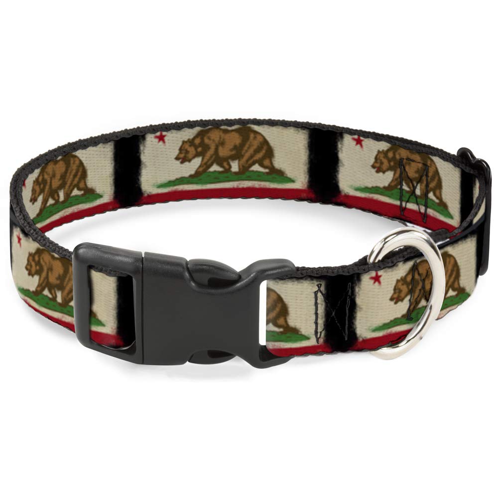 Collier chien California drapeau avec clip plastique résistant large Buckle Down